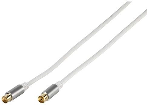 Vivanco 43154 5 m weiß Kabel Koaxial – Kabel Koaxial (Gold, recht, recht, 5 m, männlich/männlich, weiß)