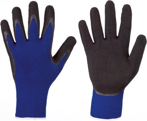 stronghand® Latex-Handschuh LAFOGRIP - EN388 - blau/schwarz - Gr. 9