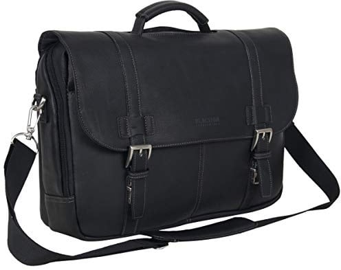 Kenneth Cole REACTION Show Business Colombian Leather Briefcase Work Bag 16 Laptop Portfolio Messenger, Valigetta Unisex-Adulto, Nero, Taglia Unica