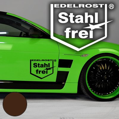 A141 2er Set Autoaufkleber Edelrost - Stahlfrei je 10cm x 13cm schoko (49 Farben / 4 Gr.)