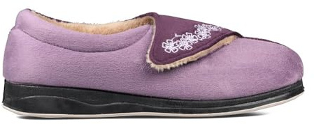 Padders Ladies Slippers 2E Fit Vulcanised - Purple Combi Size 8