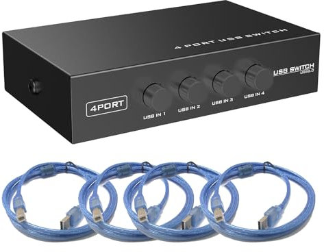 Sienoc 4 Port Fach USB 2.0 Sharing Switch Umschalter Schaltkasten Switch Box Hub für PC Computer Scanner Drucker OVP