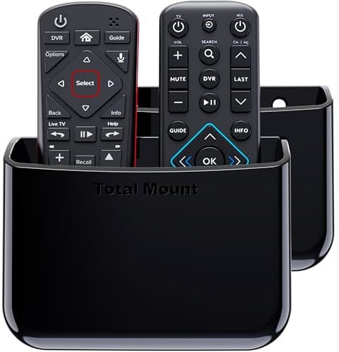TotalMount Universal Remote Holder, TV/Table/Wall holder (two Remotes fits in the Holder, and 2 holders in package), black