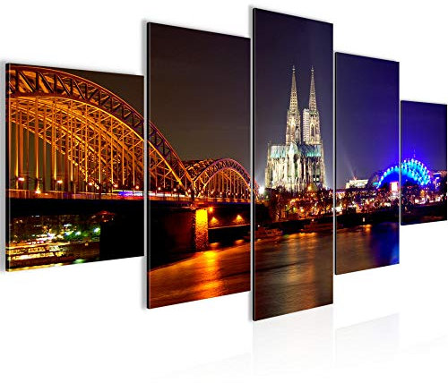 Runa Art Bild Wohnzimmer Schlafzimmer Köln 5 Teilig Stadt Skyline Bunt Wandbilder auf Vlies Leinwand 602653a