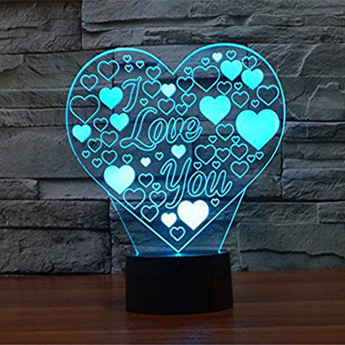 3D Herz Formen Nachtlichter 7 Farben ändern LED Lampe Touch Schalter USB Tischlampe für Paare romantische Nacht Valentinstag Liebhaber Geschenk ( liebe dich)