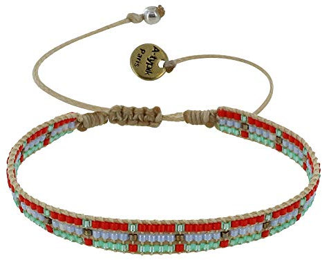 LES POULETTES BIJOUX - Armband Waï Laki Beige Cotton Link und Perlen - Rote