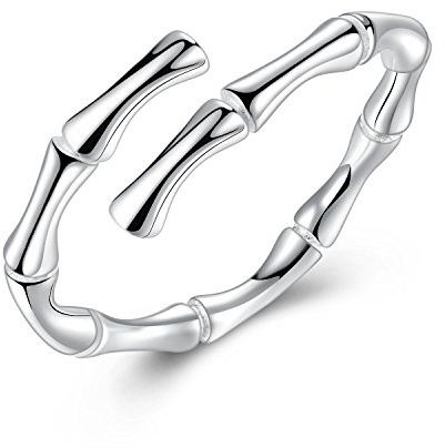 VIKI LYNN Bambus Knochen Verstellbarer Ring Damen Mädchen Mit 925 Sterling Silber