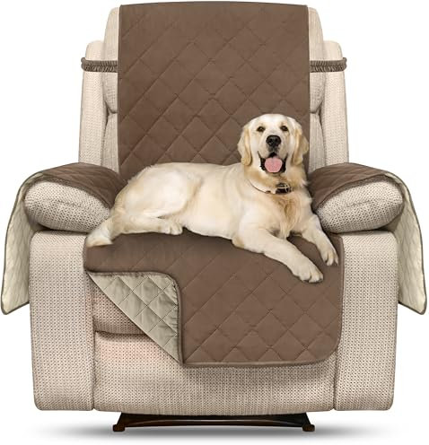Utopia Bedding Funda de sofá Impermeable con Correas elásticas Ajustables - Protector de Muebles Antideslizante para Mascotas (Marrón/Beige, Reclinable)
