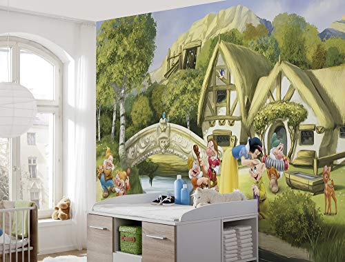 Komar Disney Fototapete | SNOWWITHE | Größe: 368 x 254 cm (Breite x Höhe) | Tapete, Kinder, Wand, Kinderzimmer, Dekoration | 8-4110, Bunt