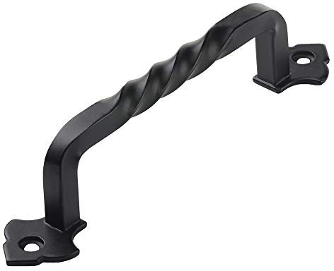 Lizavo TP-128BLK Rustikales schwarzes Schrank-Hardware-Drehgriff-Zug, 128 mm Lochmitte, massives Gusseisen (Einzeleinheit)