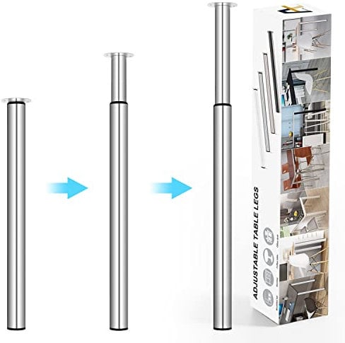 Amazing Tour Adjustable Table Legs 710-1100mm - 1 Pack Breakfast Bar Kitchen Worktop Support Office Desk Legs, Heavy Duty Metal Sturdy Steel Frame,Silver