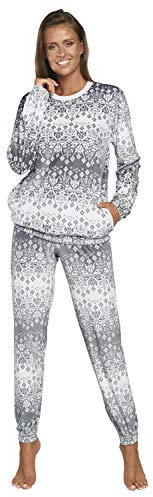 Italian Fashion Pigiama Pile Donna | Tuta da Casa Donna | Pigiama Signora Felpato | Outfit Invernali Morbido e Confortevole | 2 Pezzi Set Tuta a Maniche Lunghe e Pantaloni Caldi S-XXL