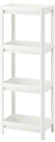 HMWD Stylish 3 Tier Trolley, Corner Shelf and 4 Tier Shelf Unit - White