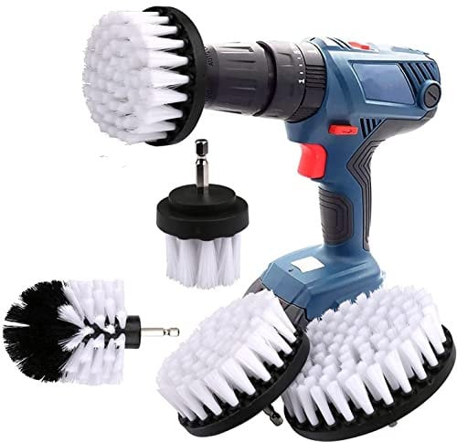 YIHATA Brosse Nettoyage Perceuse 4 pièces, Brosse pour Perceuse Voiture, Brosse pour Perceuse Brosse Nettoyage, pour Carrelage Tapis Baignoire Cuisine Toilettes Blanc