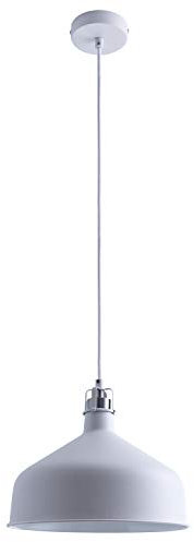 Paco Home Pendelleuchte Küchenlampe Hängend Hängelampe Esszimmer Esstischlampe Industrial 1,5m Textilkabel E27 Modern, Leuchtmittel: ohne Leuchtmittel, Farbe: Weiß-Metall-gebürstet