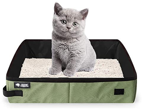 Foldable Cat Litter Box, Portable Waterproof Pet, Large, Waterproof Cat Litter Pan, Collapsible Portable Pet Litter Box, for Outdoor Travel with Pets