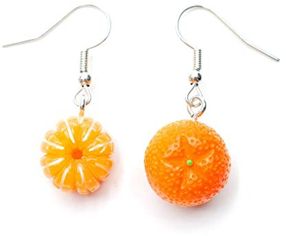 Miniblings Mandarine Ohrringe Orange Orangen Mandarinen Weihnachten Advent Frucht orange ganz - Origineller Modeschmuck I Ohrhänger Ohrschmuck versilbert
