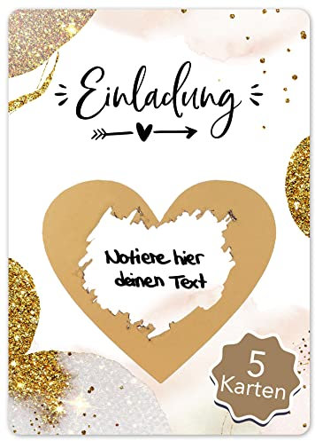 Joli Coon - 5 Luxus Rubbellose Einladung - Personalisierte Einladung - Einladungskarten Geburtstag