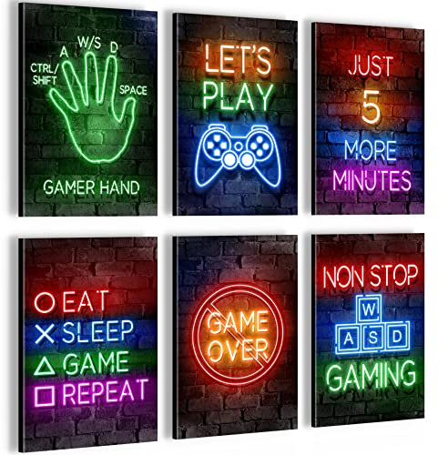 Novart Wandbilder Set Spielkonsole Gamer - KOMPLETT AUFHÄNGFERTIG - Made in Germany - Moderne Bilder Kinderzimmer Junge Teenager - N005264a