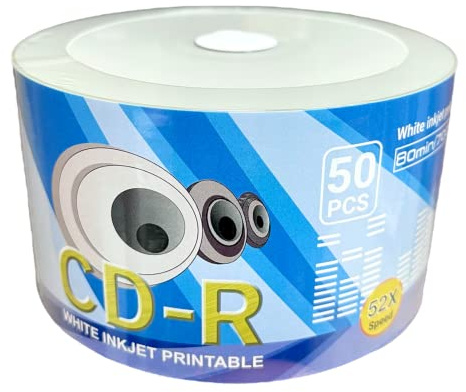 LSK Media CD-R 700MB 80min 52x White Inkjet Hub Printable 50 Pack | Blank CDs for Burning Music | Blank CDs Bulk | Printable CD-R Blanks Pack | Large CDs for Burning Music |