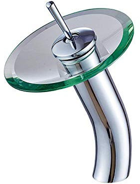 Rubinetto per lavabo a cascata in vetro Rubinetto per vasca da bagno per vasca da bagno Miscelatore per lavabo Rubinetto per acqua da cucina con maniglia singola Finitura in ottone cromato, rubinetti