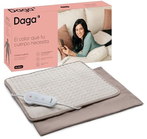 DAGA Almohadilla Térmica Confort Multi XL, Tecnología Intellisense, Suave Tejido, 3 Programas, 4 Temperaturas, 50 x 38 cm