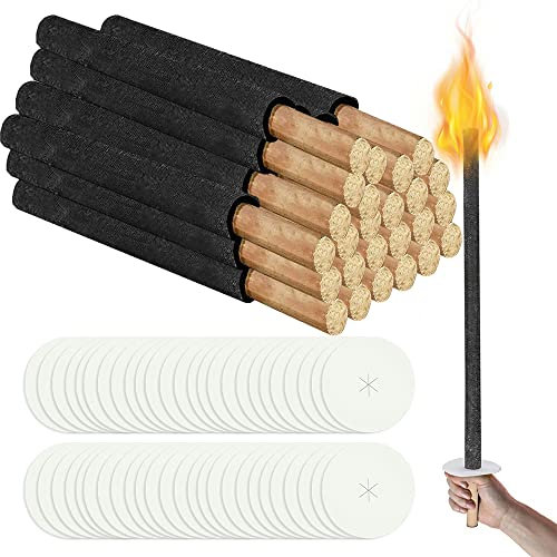 Cecaylie Fackeln Wachsfackeln 150 Stück, Brennzeit 100 min, Garten Fackeln für Draußen aus natürlichem Wachs, mit Handschutz, Extra Langem Griff, für Kinder Outdoor Garten Lagerfeuer Nachtwanderung