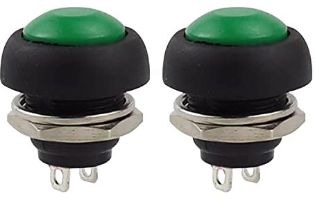 2x Drucktaster rund Taster 12mm DIY Druckschalter AC 1,5A/230V 12V NON-Momentan button | Grün