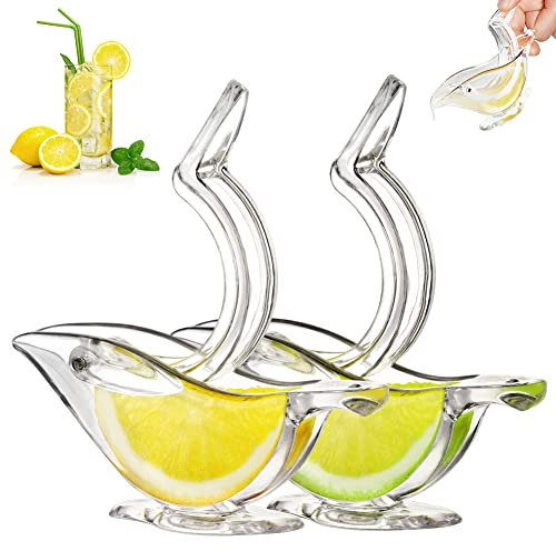 AUAUY 2 Pcs Manuelle Zitronenpresse, Transparent Zitronenpresse, Manuelle Zitronenpresse aus Acryl, Tragbare transparente Fruchtpresse, Handpresse für Orange, Zitrone, Granatapfel Küche und Bar