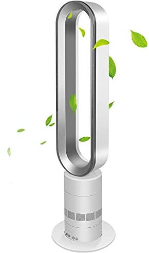 Simple Deluxe Bladeless Fan with 10-Speeds Settings, 10-Hour Timing Closure Tower Fan, Low Noise, Modern Style Standing Fan for Home Office Living Room, 39 (102cm), White