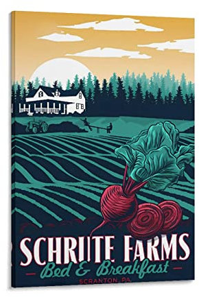 ROBLUX Schrute Farms Bed Breakfast Vintage Reiseposter Baum 20 x 30 cm Wandkunst Bild Leinwand Kunst Poster Modern Familie Schlafzimmer Dekor Poster