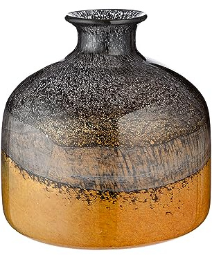 GILDE GLAS art Deko Vase - Blumenvase durchgefärbtes Glas - Deko Herbst - Geschenk für Frauen Weihnachten Geburtstag - Farbe: Braun Schwarz - Ø 21 cm Höhe 21 cm