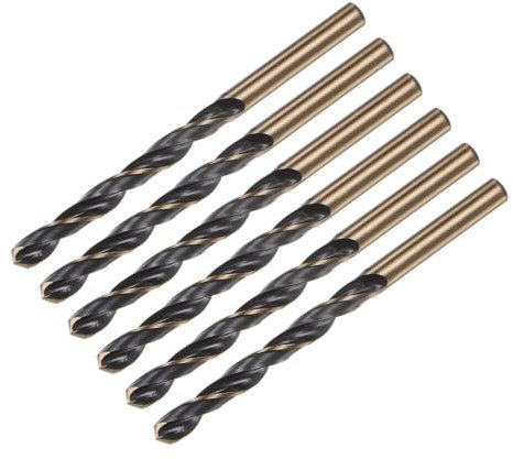QUARKZMAN 6pcs Forets hélicoïdaux Jobber 6mm en acier rapide (HSS) revêtus nitrure noir titane doré, pointe de perçage à 135 degrés, pour acier inoxydable métal plastique bois.