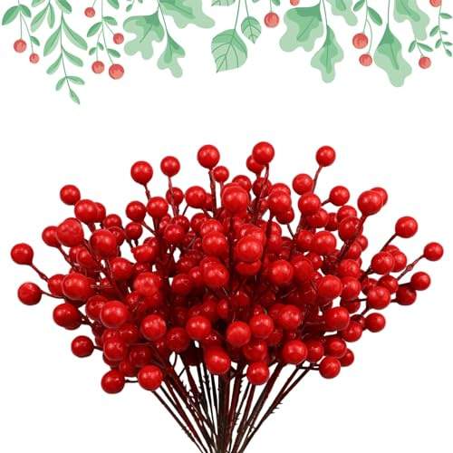 30 Pezzi Gambi Di Bacche Rosse, Bacche Rosse Artificiali, Picchetti Di Bacche Di Natale Per Decorazioni Di Nozze Invernali, Decorazioni Per La Casa Di Natale, Decorazione Del Festival Di Primavera