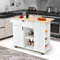 KOMFOTTEU Isla de Cocina con Encimera Extensible, Carro de Servicio de Madera con 5 Ruedas, Mueble de Almacenamiento con Cajón, Armario con Puerta, Estante Abierto y Toallero, Barra Comedor (Blanco)
