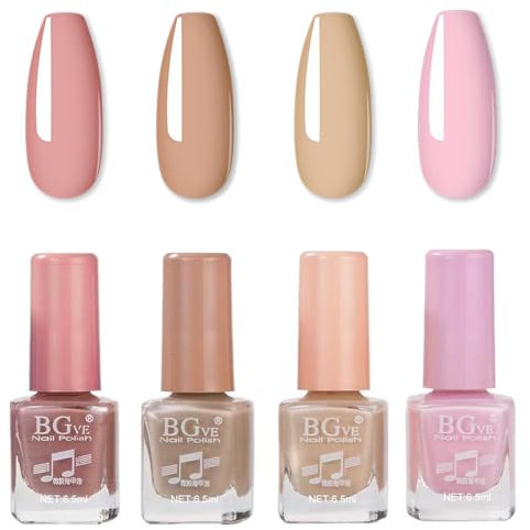 Nude Nail Polish Set - Pink Varnish With Quick Dry & Long Lasting Oil-Based Formula - No Cure Needed for DIY Nail Art - Gift Set