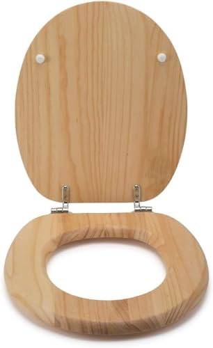 Bathroom Accessories 18'' Durable Oval Chrome Hinges Wooden Toilet Seat (Mahogany)