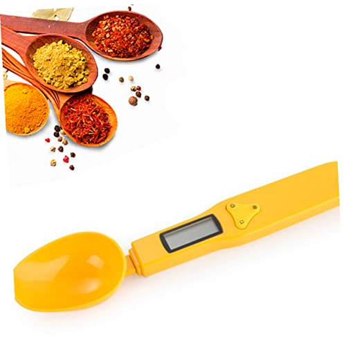 MAGICLULU Digitale Küchenwaage Löffel mit 300g Kapazität und Präziser 0,1g Ablesung Elektronische Löffelwaage aus Kunststoff für Kochen und Haushalt in Gelb