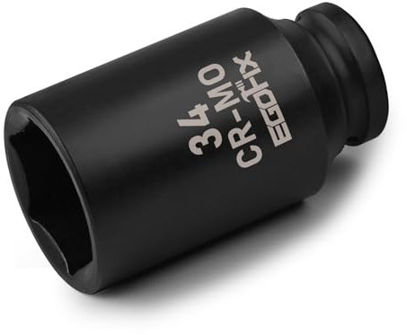 1/2 Drive Deep Impact Socket, 34mm Metric Socket, Axle Nut Socket CR-MO 6 Point for Easy Removal of Axle Shaft Nuts