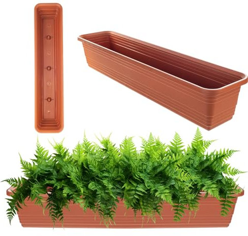 KADAX Jardinière de balcon en plastique résistant aux intempéries, jardinière de balustrade pour la culture de fleurs, d'herbes et de plantes (rouge brique, 80 cm), K9973