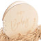 EFUTURETIME Babyparty Gästebuch mit Holzeinband, Gästebuch Taufe Rund mit 35pcs Blanko Papier, Dekoration Geschenk Album für Baby Shower, Zukünftiger Eltern, Neutral, Muster B