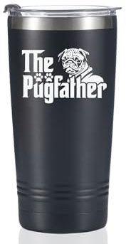 Onebttl Pug Gifts for Pug Lover, The Pug Father, Father's Day Pug Tumbler, Pug Cup for Men Dog Dad, Dog Owner, 590ML Travel Mug, Black