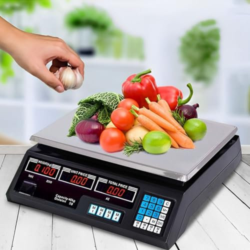 BAKAJI Bilancia Elettronica Digitale Professionale con Display LCD Elettronico, Alta precisione e Spegnimento Automatico, Peso Massimo 40 kg, Ideale per Alimenti, Cucina, Frutta, Commercio