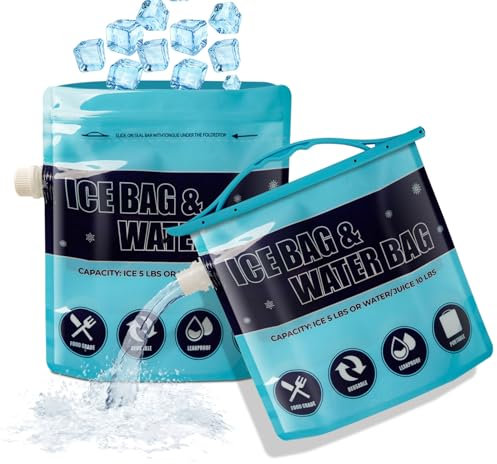 ilauke 2 Elementos de Refrigeración,29,5x26x6,5cm Plegable Agua Potable Plegable Portátil,5L Bolsas de Hielo Duraderas,Contenedor de Agua Potable Reutilizable con Tapa Hermética