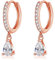 Cangall Silver Hoop Earrings for Women, 925 Sterling Silver Teardrop Hoop Earrings Dangling, Hypoallergenic Cubic Zircon Cute Cartilage Earrings Rose Gold Sleeper Drop Earrings with Teardrop Dangle