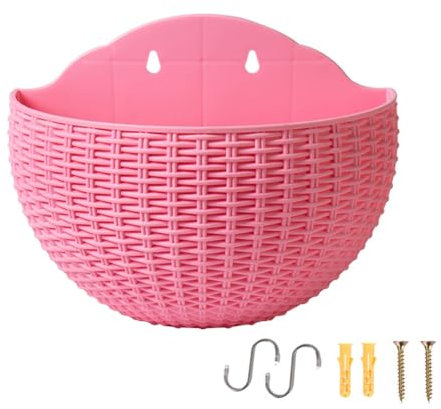 GOSIA Wand-Pflanzkasten, Rosa, Wand-Pflanzkasten, halbrund, mit Abfluss und Haken, Wand-Blumentopf