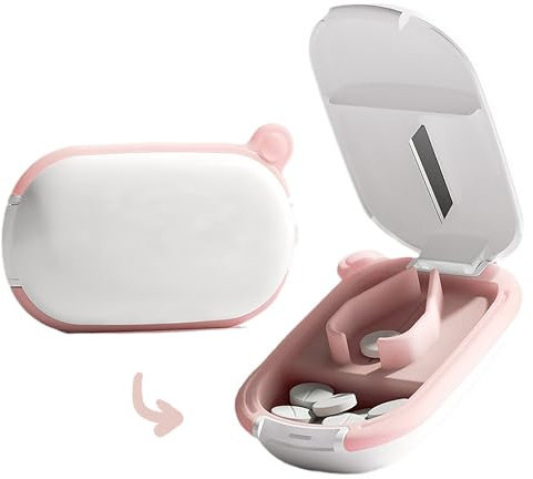 MURRI&MURRDI Tablet Splitter Cutter, Small Pill Splitter Cute Pill Cutter for Small or Large Pills, Portable Medicine Cutter for Pocket Purse Medication Cutter for Vitamins (A Pink)