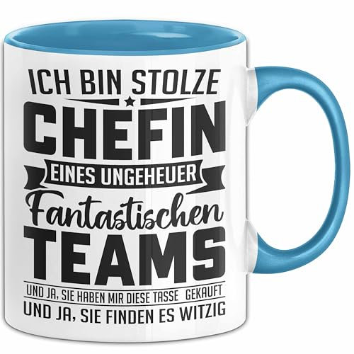 Ich Bin Stolze Chefin Eines Ungeheuer Fantastischen Teams Tasse Geschenk Für Beste Chefin (Blau)