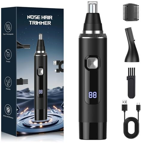 Brigin Tagliapeli Naso e Orecchie Professionale Indolore,Tagliapeli per Naso IPX7 impermeabile e facile da pulire,Ricaricabile USB Rasoio Professionale Trimmer