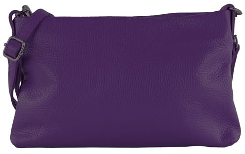 modamoda de T258 Damen Leder Umhängetasche Clutch Kosmetiktasche handmade in Italy, Farbe:Purple